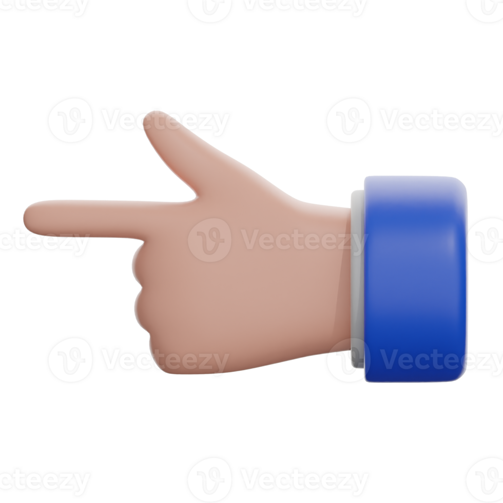 3D White Left Pointing Backhand Index Illustration png