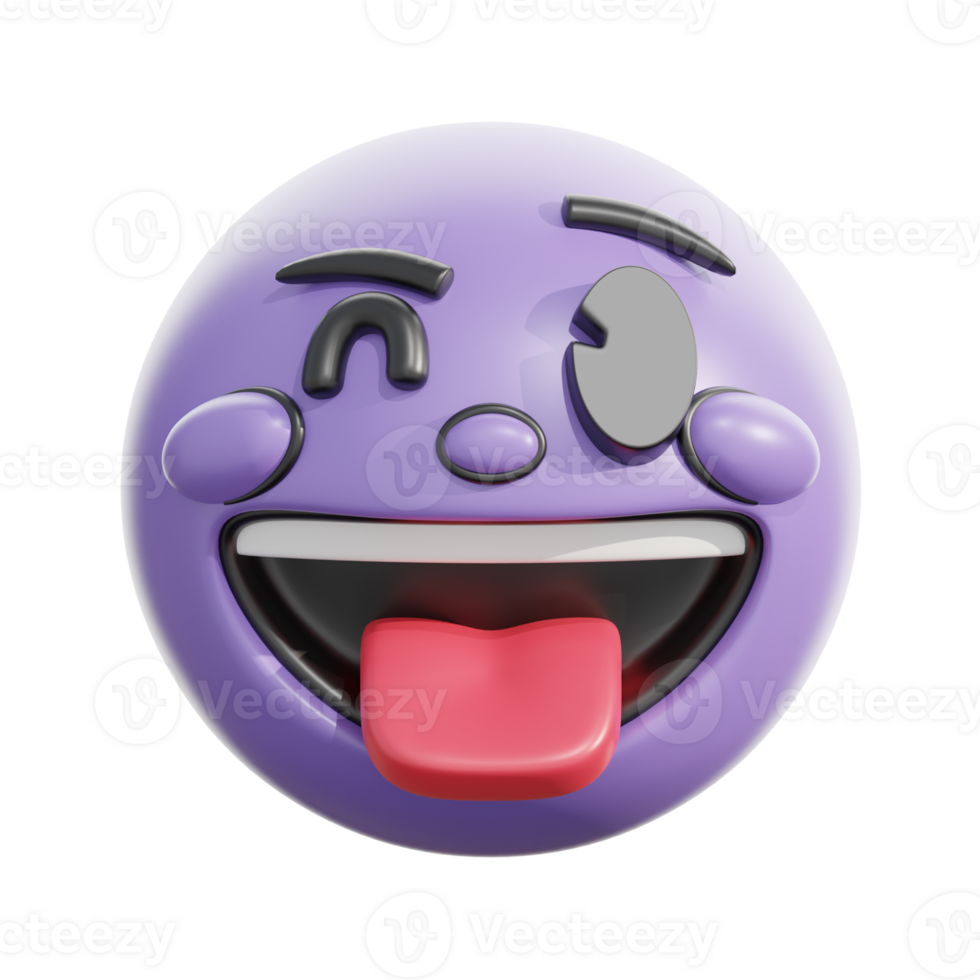 3D Retro Winking Face With Tongue Emoji png