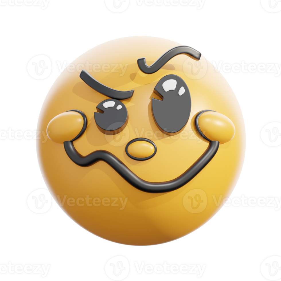 3D Retro Woozy Face Emoticon Design png