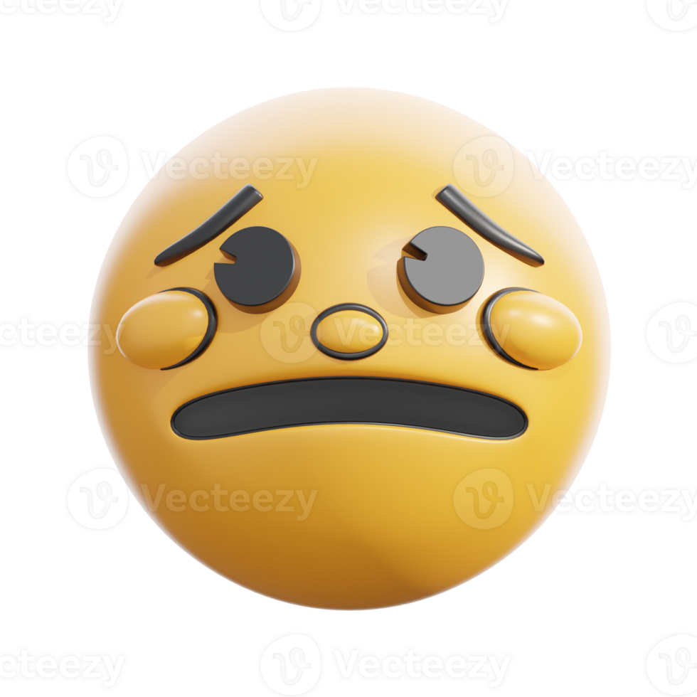 3D Retro Worried Face Emoji Icon png