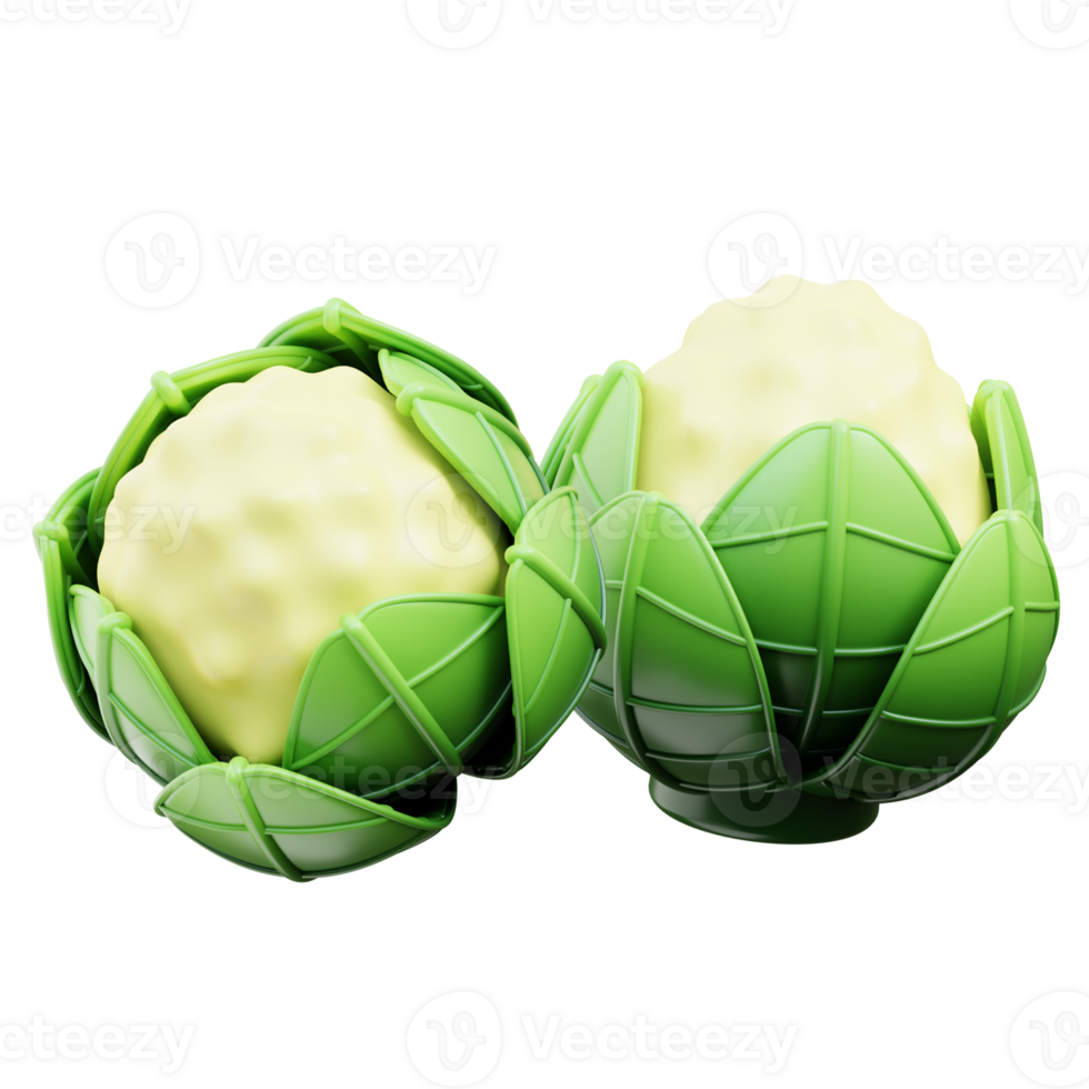 3D Cauliflower Icon Illustration Render png