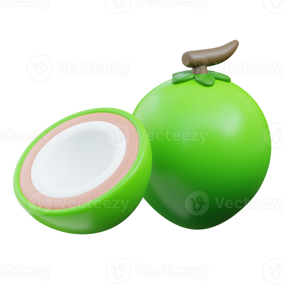 3D Coconut Icon Illustration Render png
