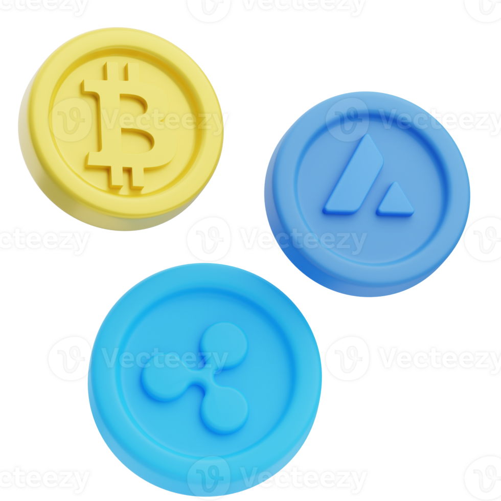 3D Crypto Coins Icon Illustration Render png