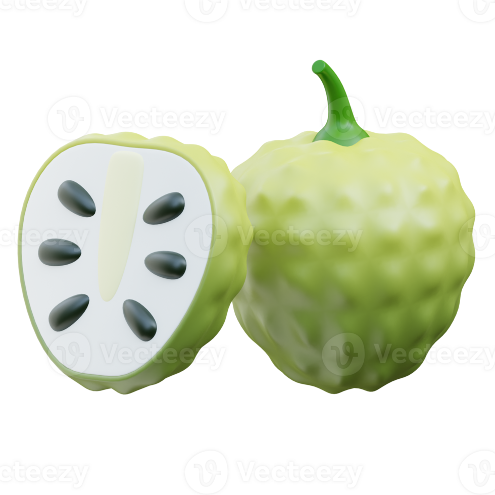 3D Custard Apple Icon Illustration Render png