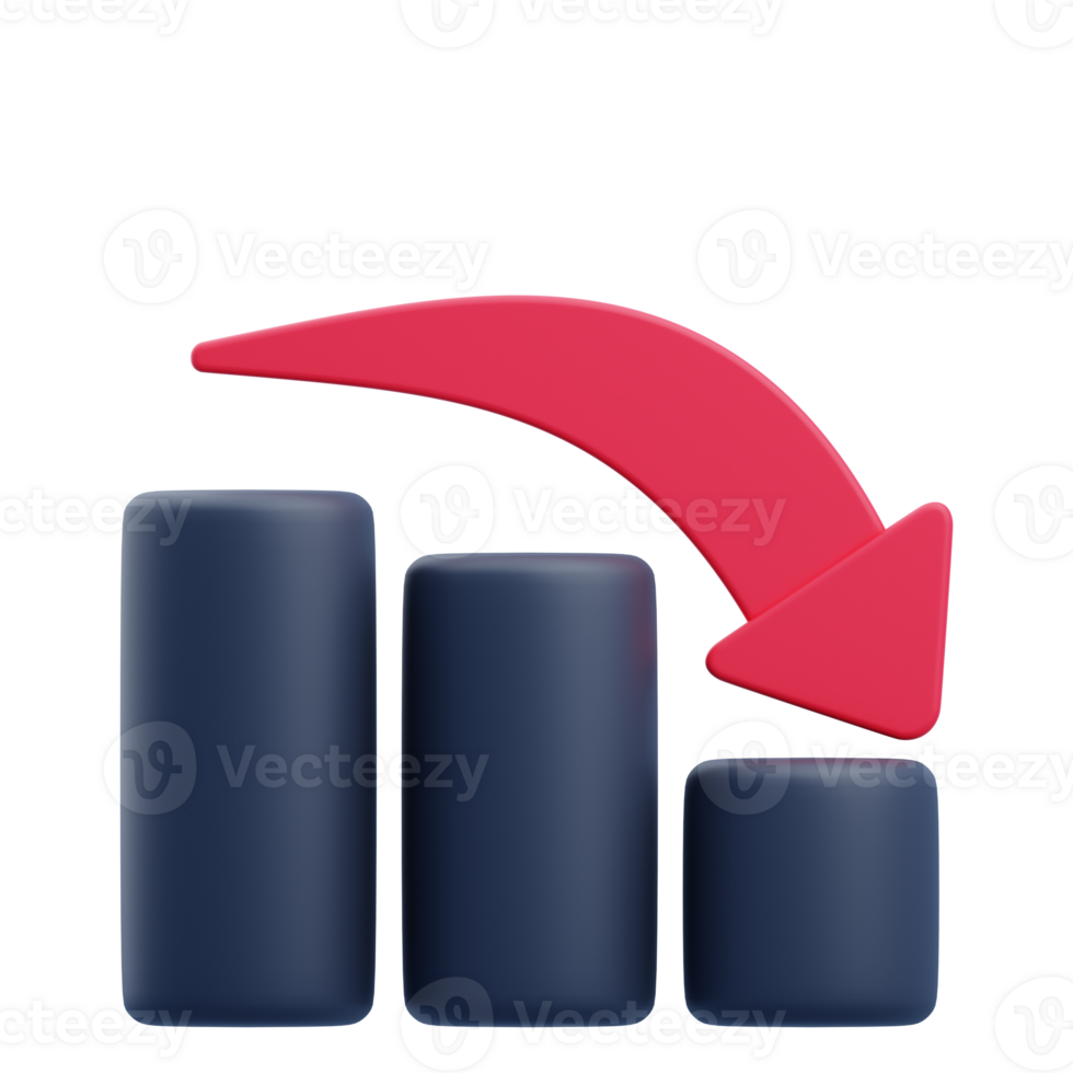 3D Financial Loss Icon Illustration Render png