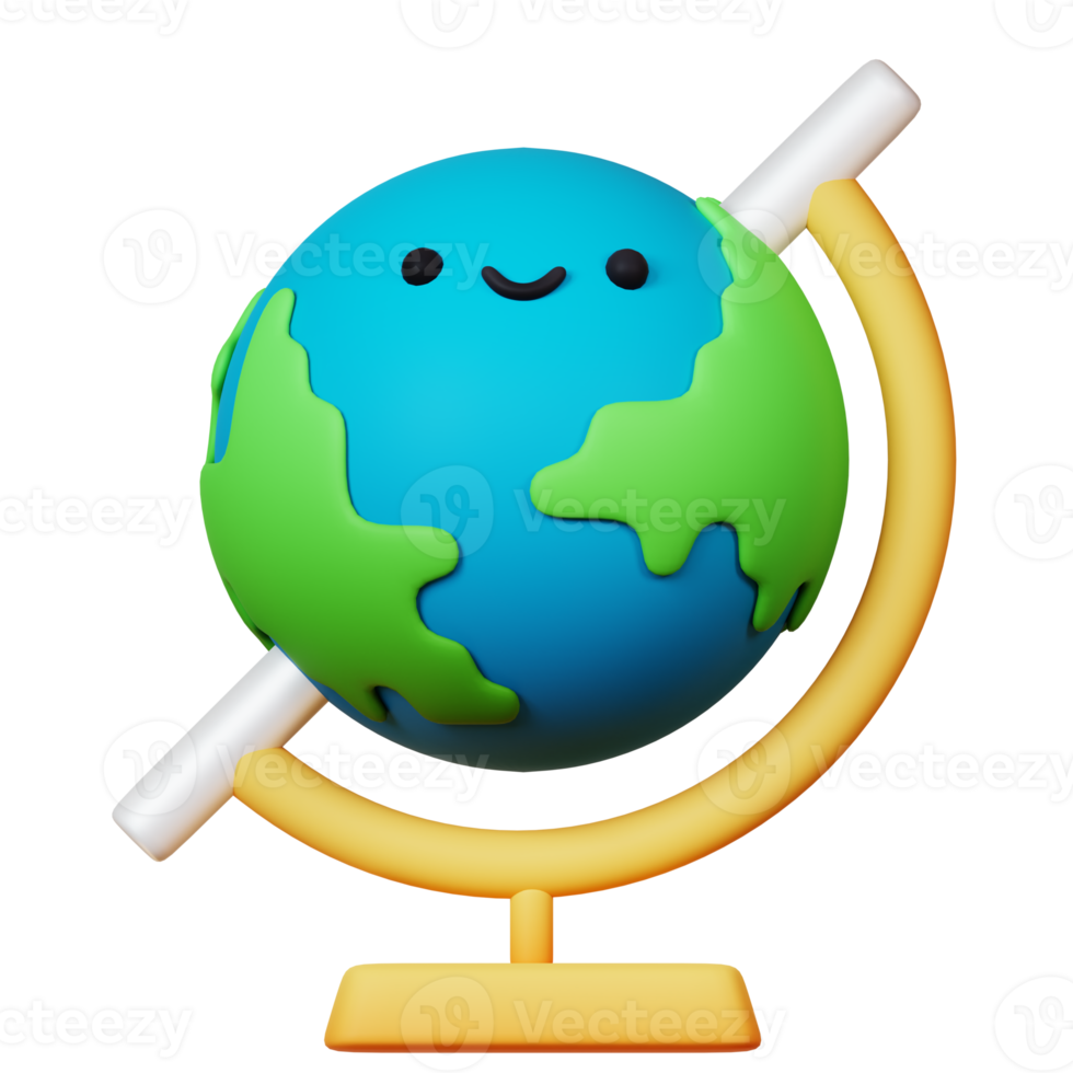 3D Earth Globe Icon Illustration Render png