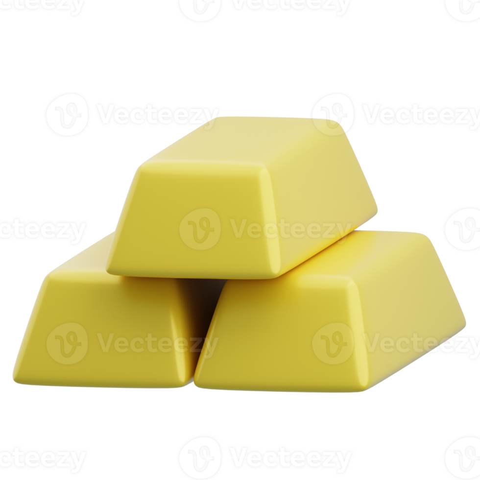 3D Gold Ingots Icon Illustration Render png