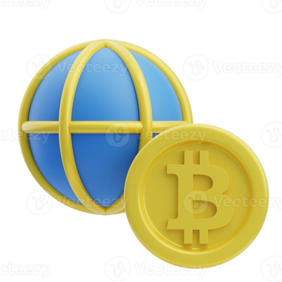 3d globale blockchain icona illustrazione rendere png