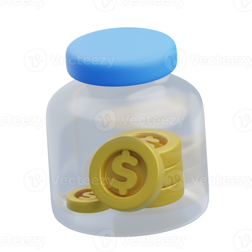 3D Jar of Money Icon Illustration Render png