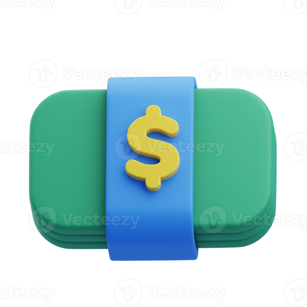 3D Money Bundle Icon Illustration Render png