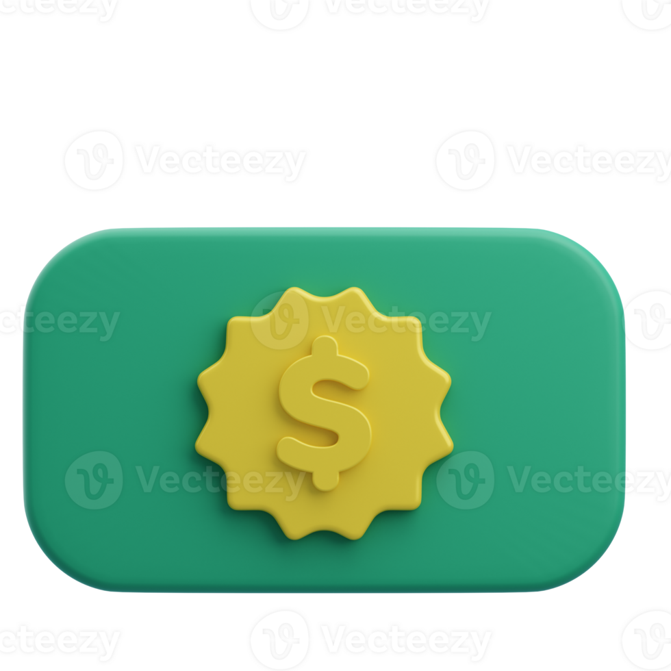 3D Paper Money Icon Illustration Render png