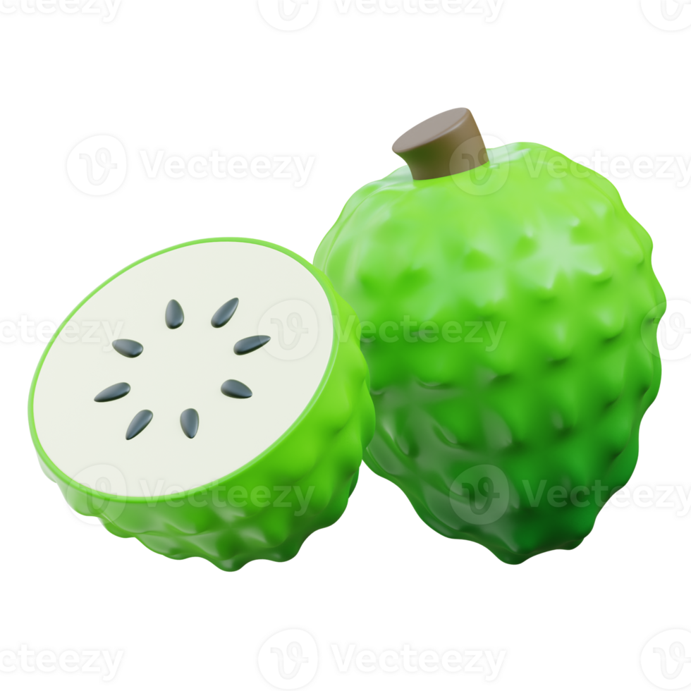 3D Soursop Icon Illustration Render png