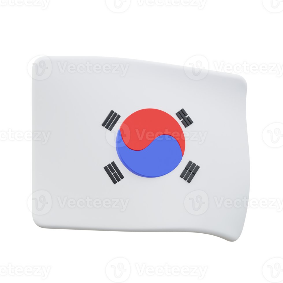 3D South Korean Flag Icon Illustration Render png
