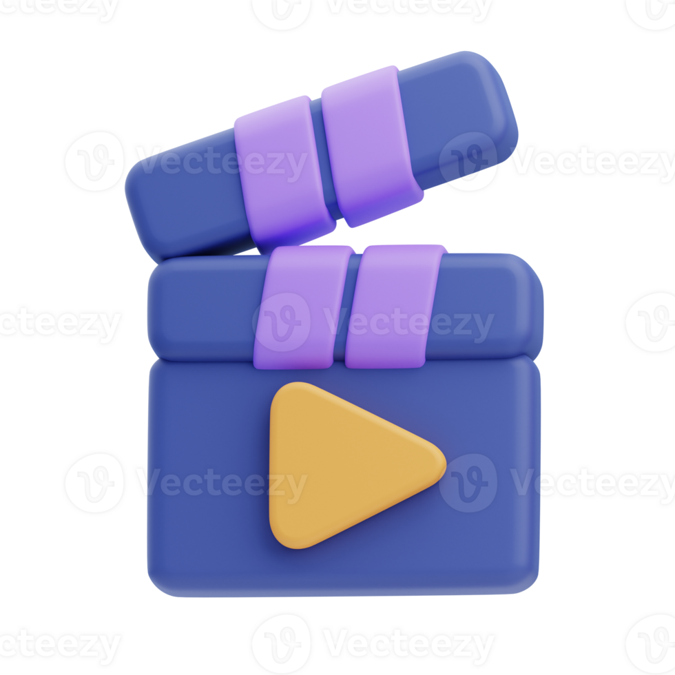 3D Film Clapper Icon Illustration Render png