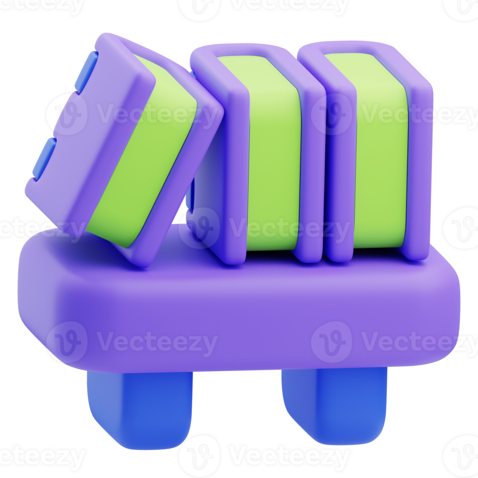 3D Bookshelf Icon Illustration Render png