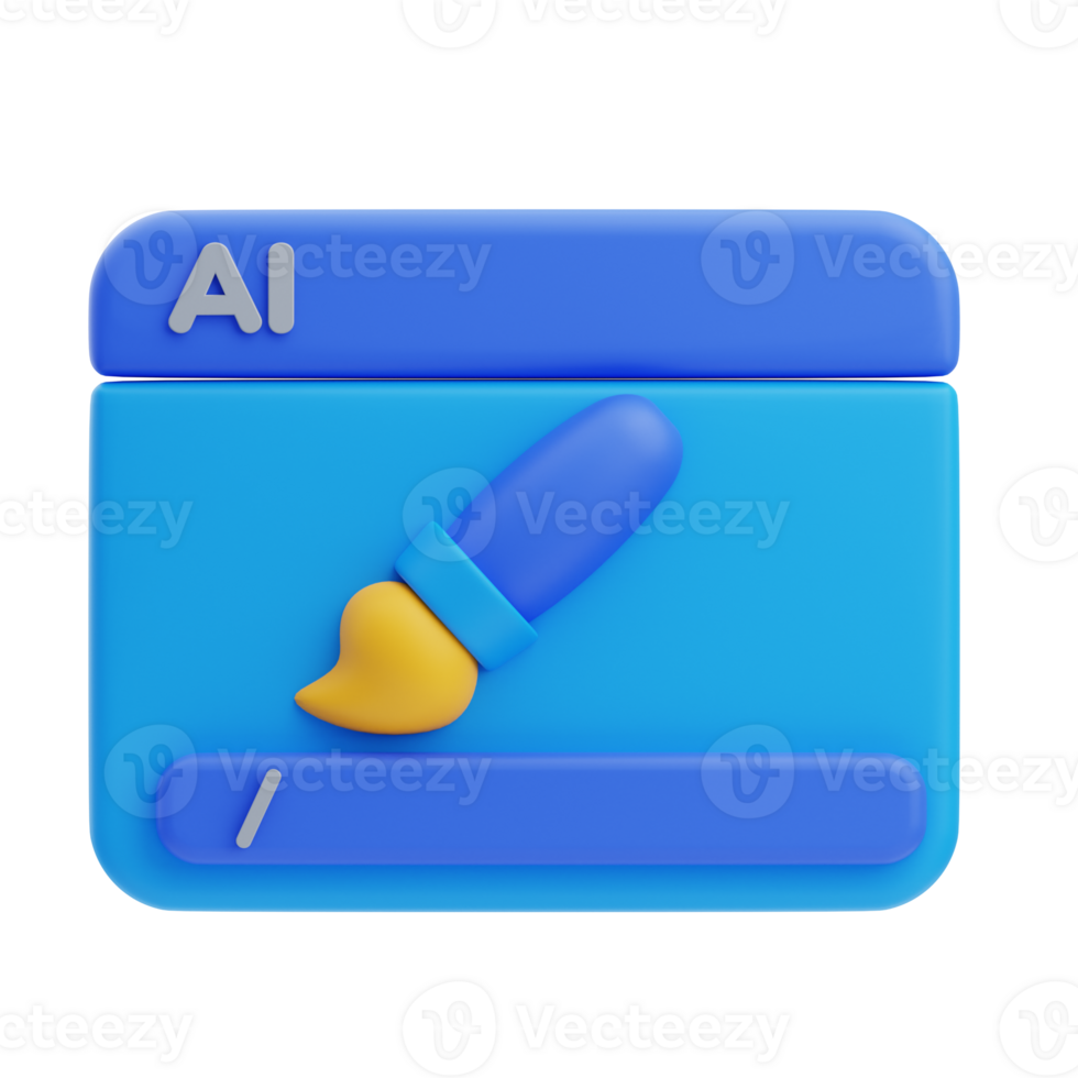 3D AI Art Icon Illustration Render png