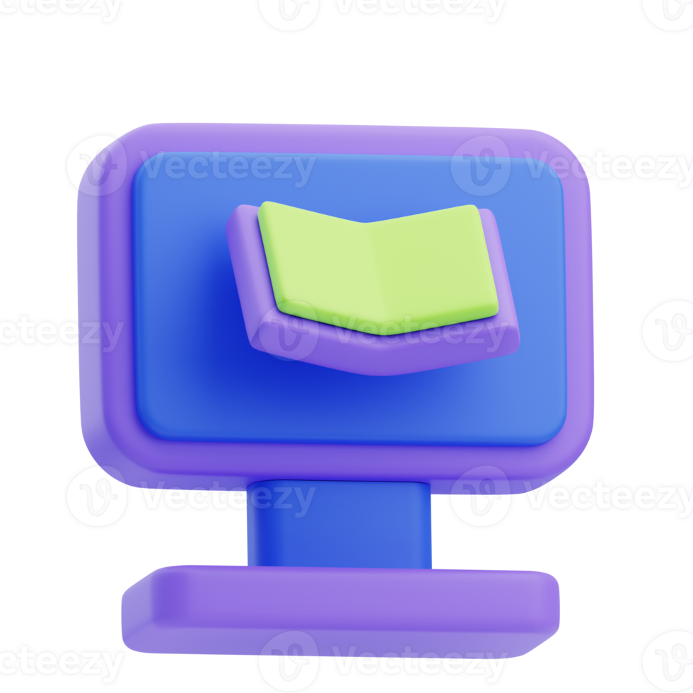 3D Digital Library Icon Illustration Render png