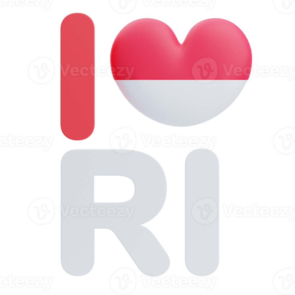 3D I Love Indonesia Icon Illustration Render png