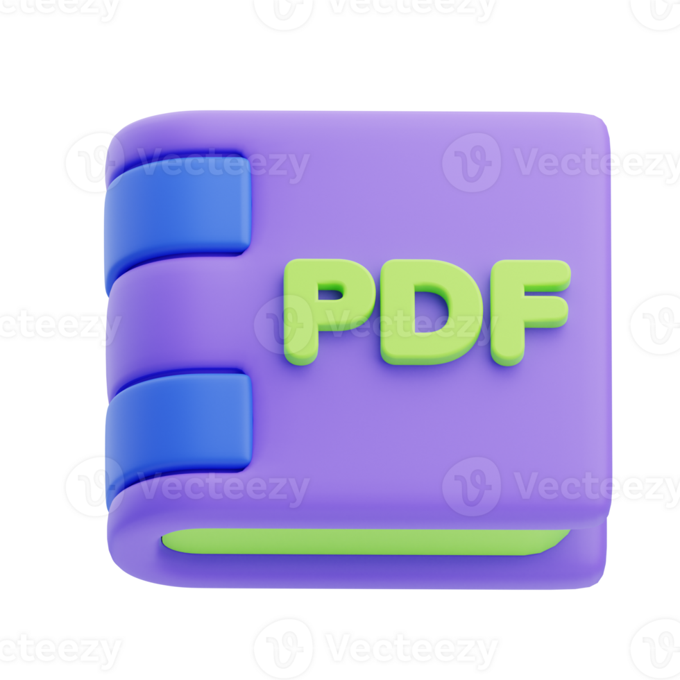 3D PDF Ebook Icon Illustration Render png