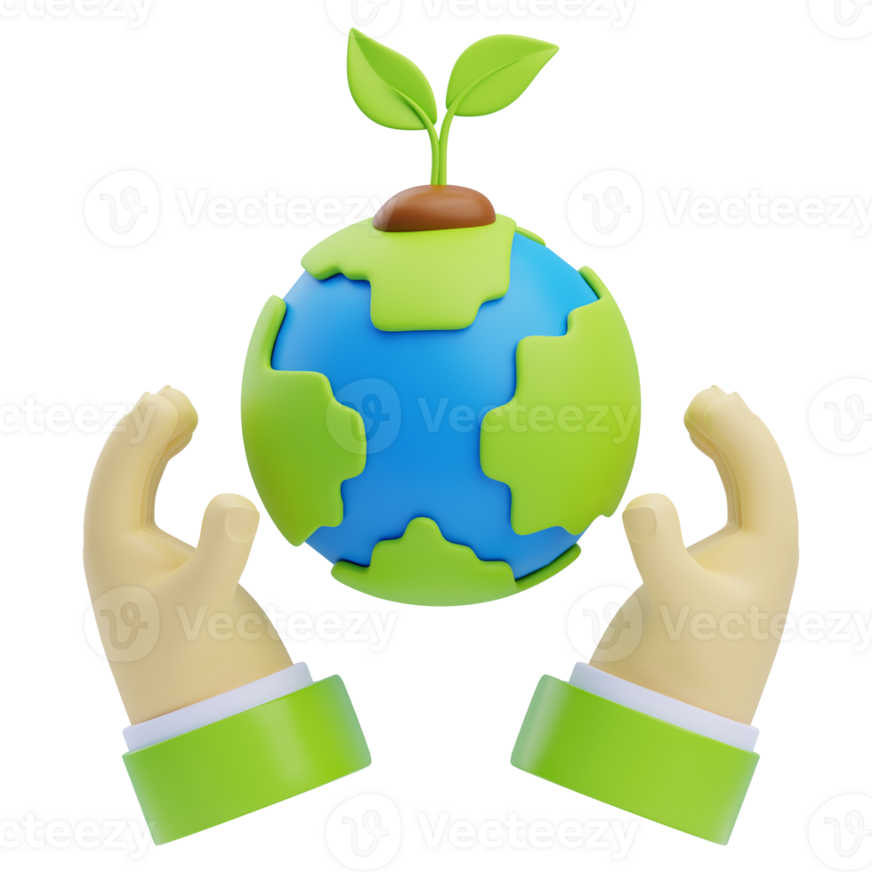 3D Save The Environment Icon Illustration Render png