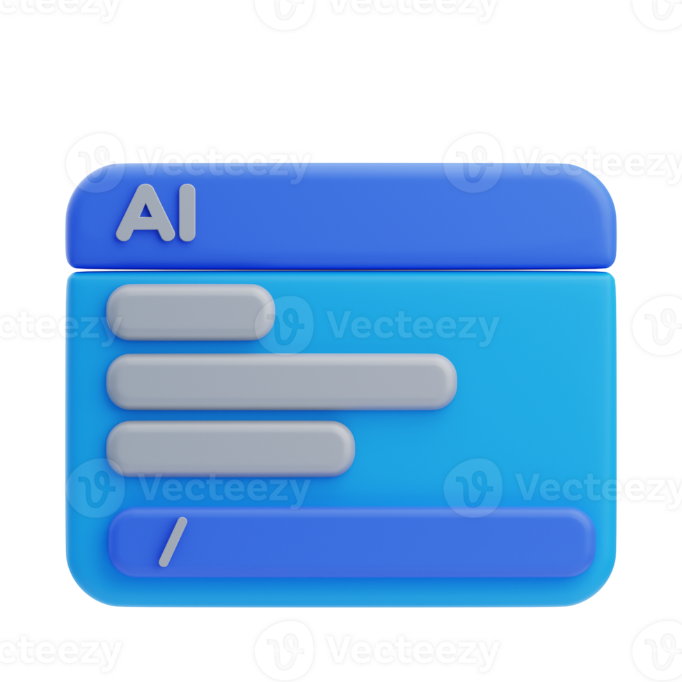3D AI Prompt Window Icon Illustration Render png