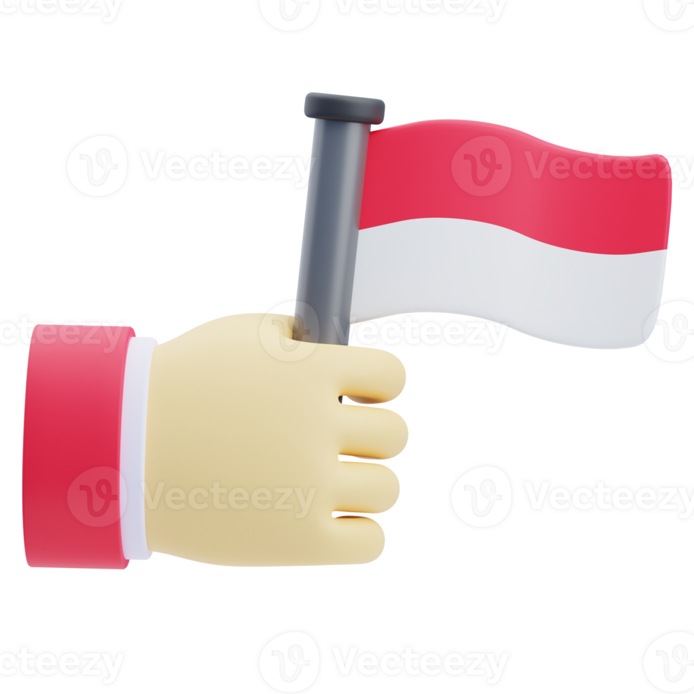3D Hand With Mini Flag Icon Illustration Render png