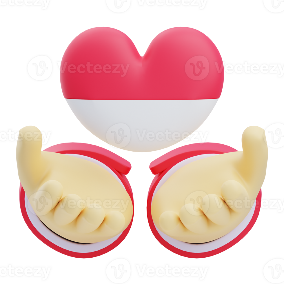 3D Hands With Heart Icon Illustration Render png