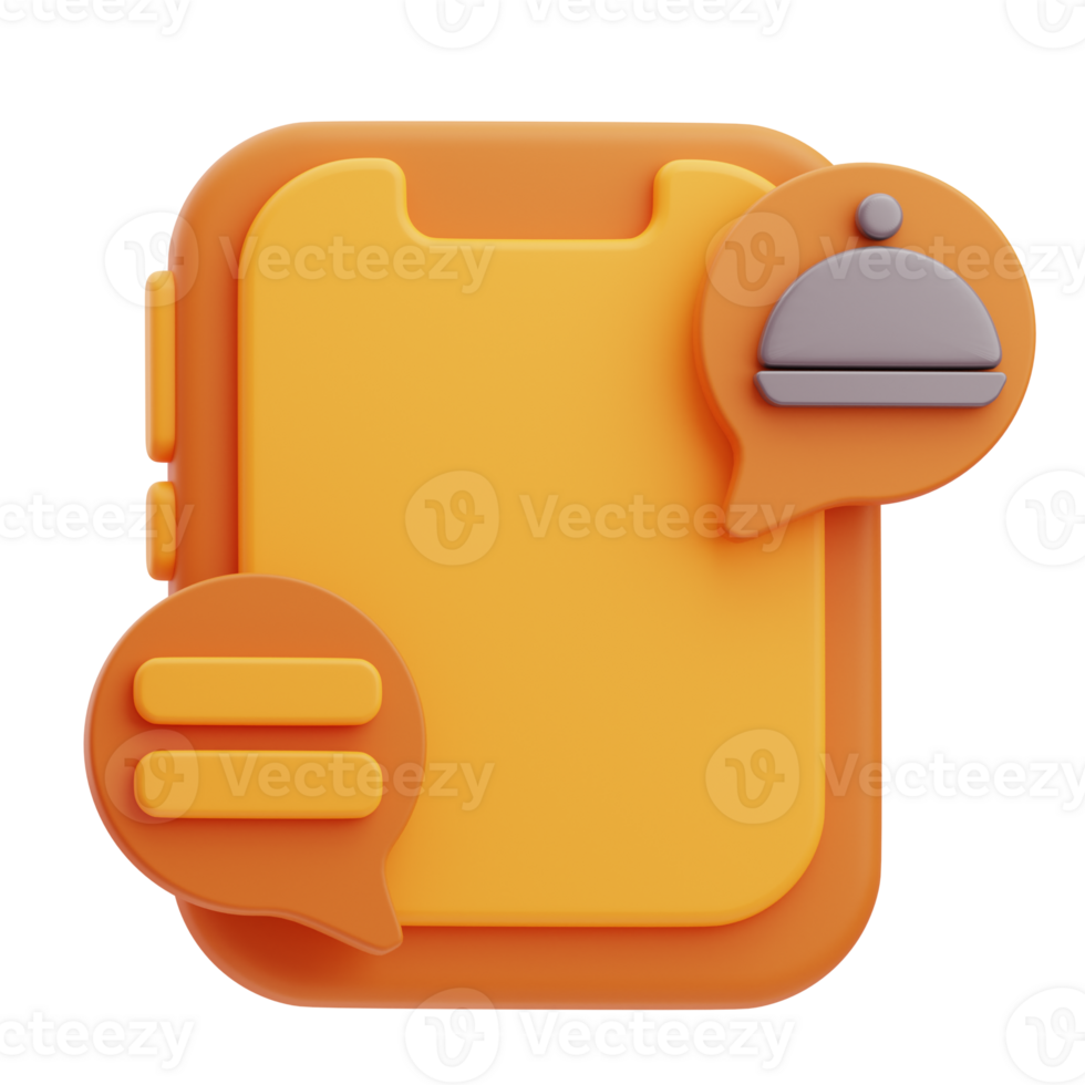 3D Online Food Chat Icon Illustration Render png