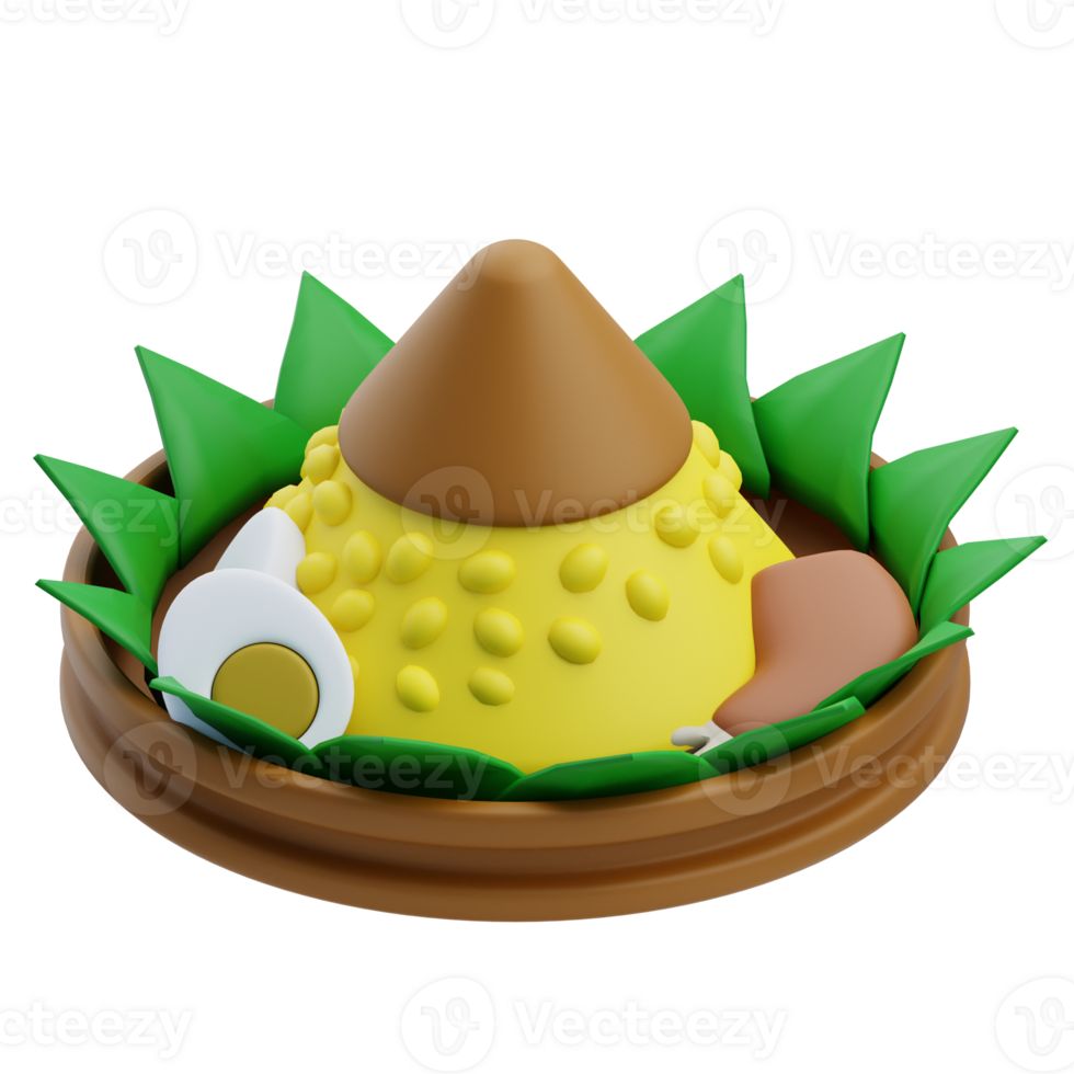 3D Tumpeng Rice Icon Illustration Render png