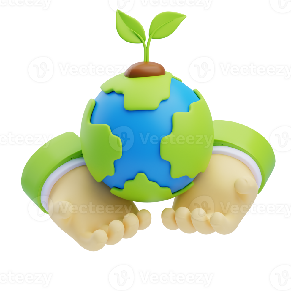 3D Save The Earth Icon Illustration Render png
