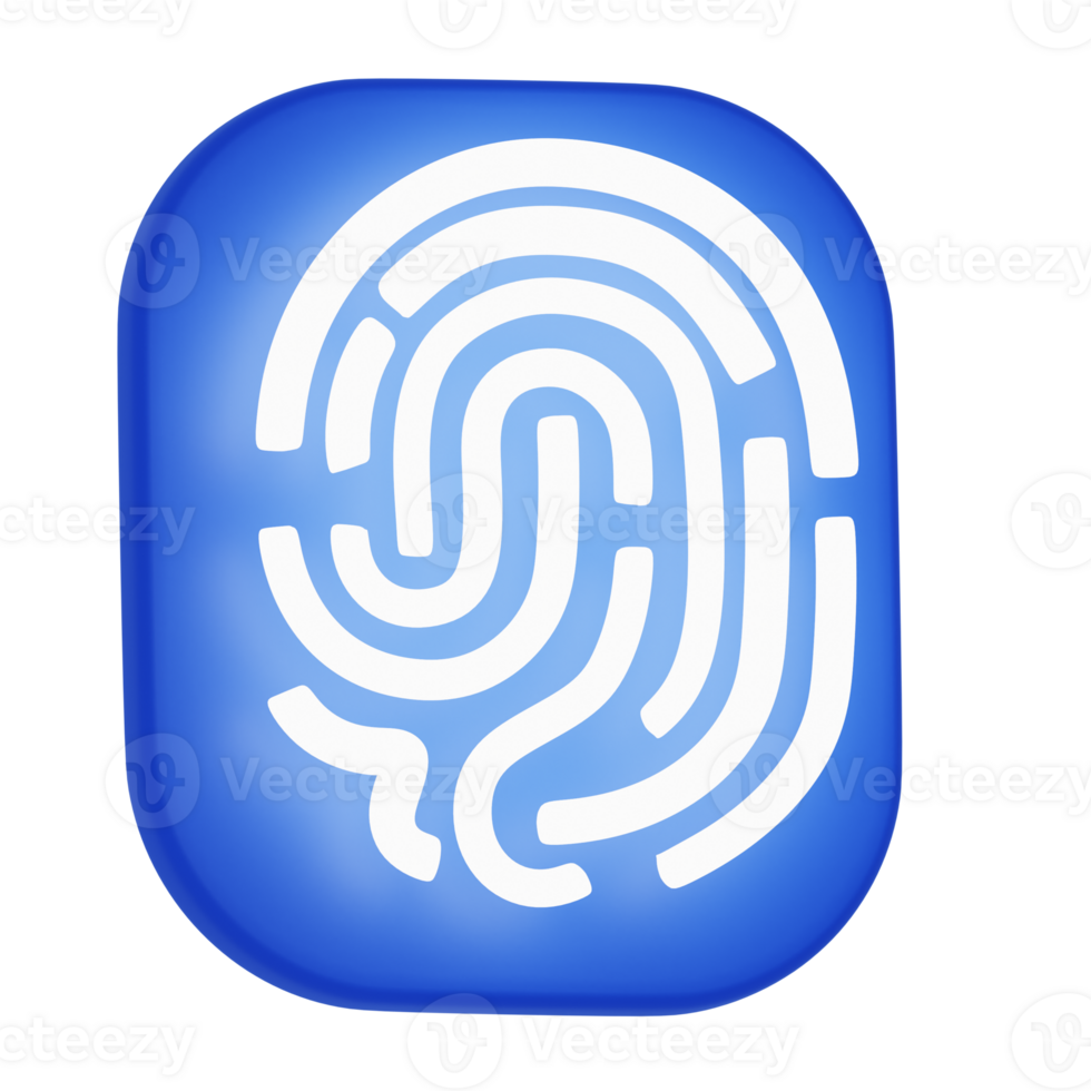 3D Fingerprint Icon Illustration Render png