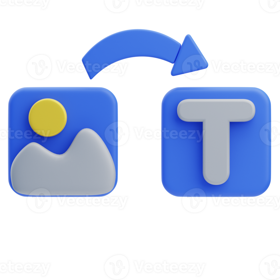 3D Image To Text Icon Illustration Render png