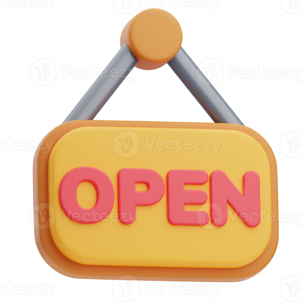 3D Open Sign Icon Illustration Render png
