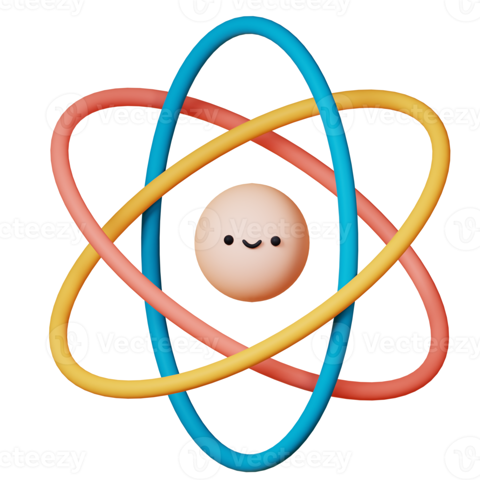 3D Atom Icon Illustration Render png