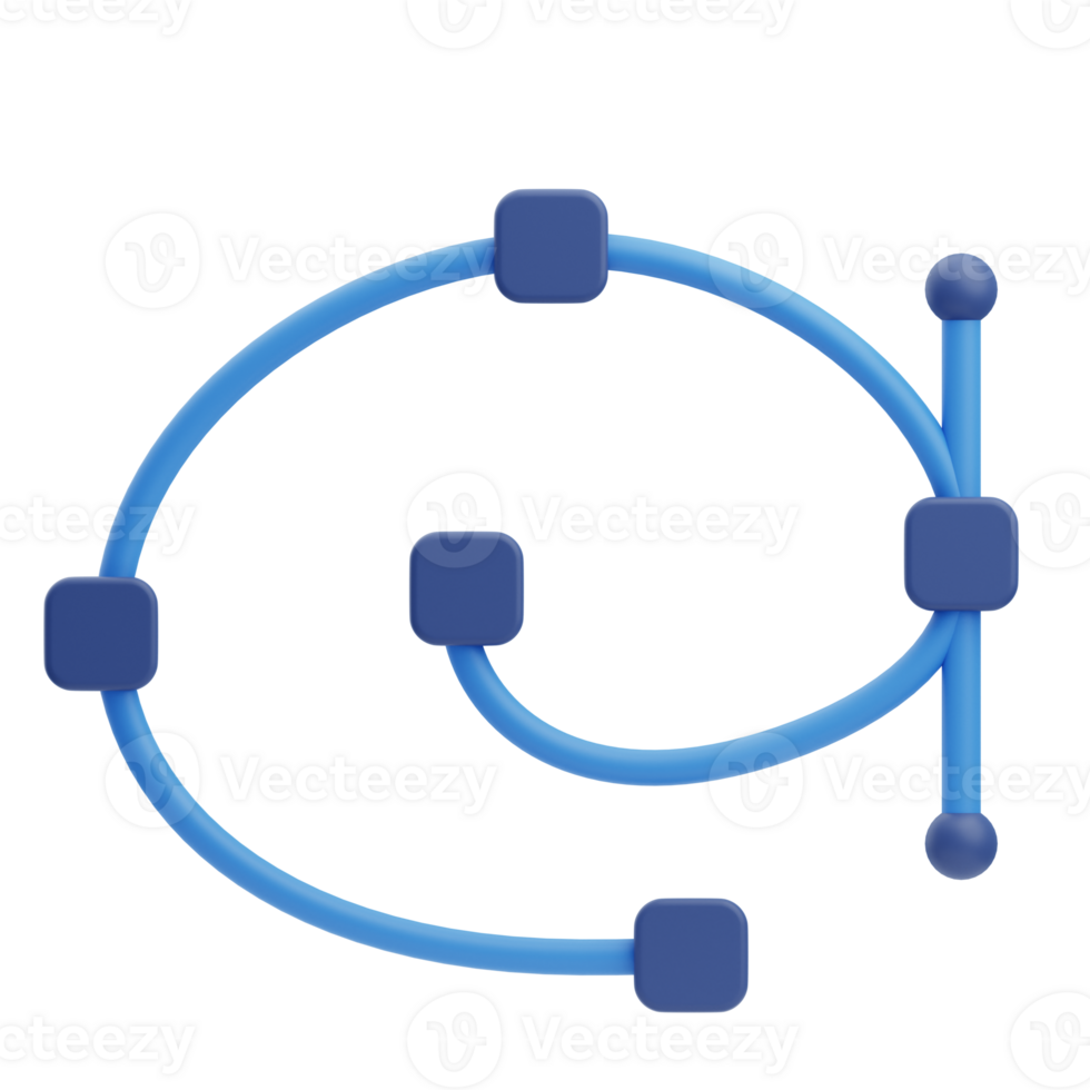 3D Bezier Curve Icon Illustration Render png