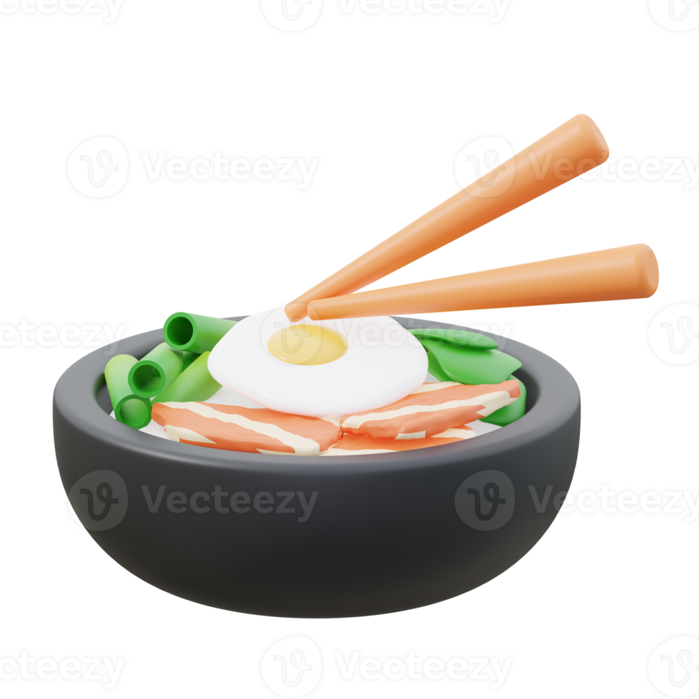 3D Bibimbap Icon Illustration Render png