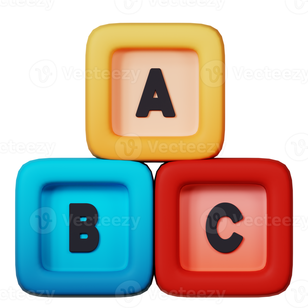 3D Alphabet Block Icon Illustration Render png