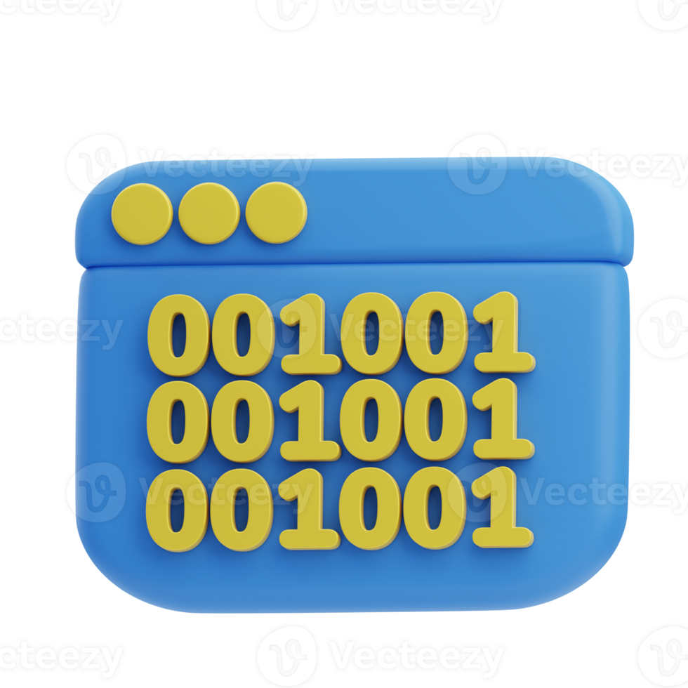 3D Binary Code Icon Illustration Render png