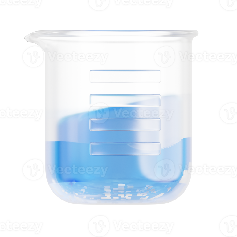 3D Beaker Icon Illustration Render png