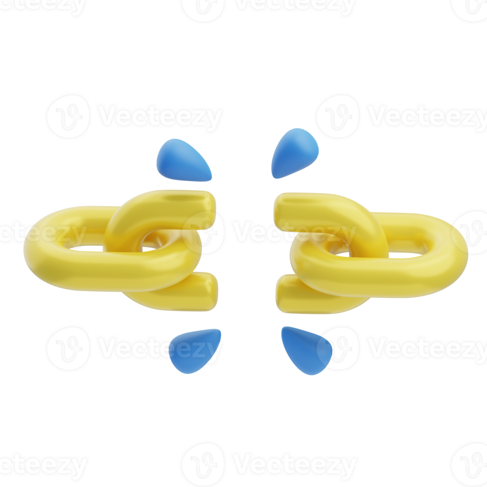 3D Broken Chain Icon Illustration Render png