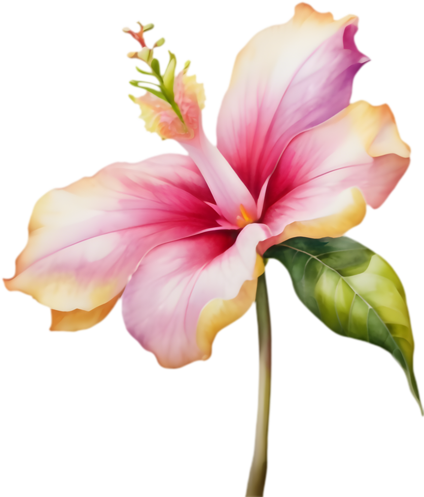 Botanical watercolor art of Bignonia magnifica flower. . png