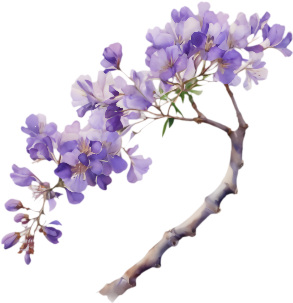 Jacaranda flower clipart in artistic watercolor style. . png