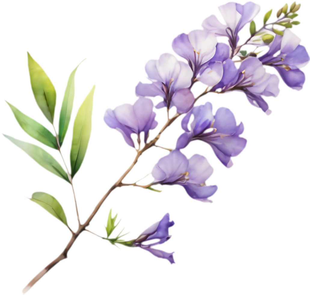 Exquisite Jacaranda mimosifolia watercolor flower clipart. . png