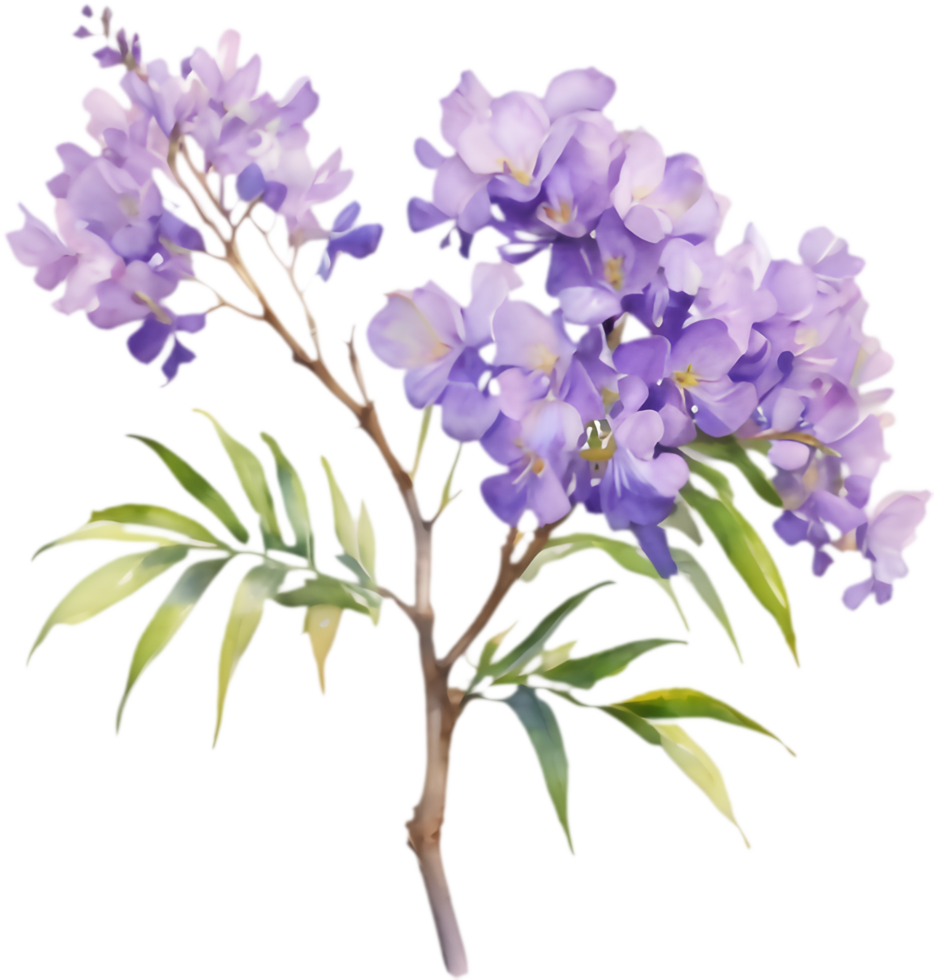 Jacaranda flower clipart with watercolor detail. . png