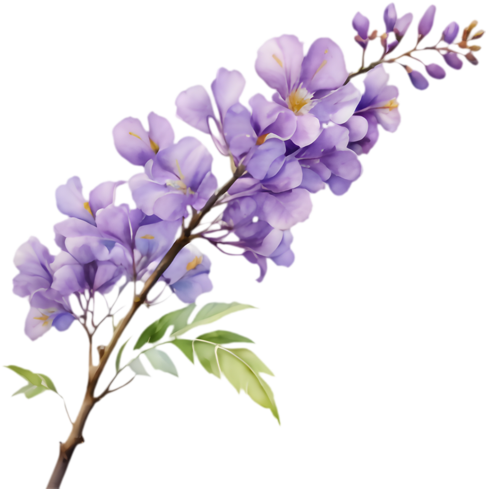 Jacaranda mimosifolia flower clipart with watercolor detail. . png