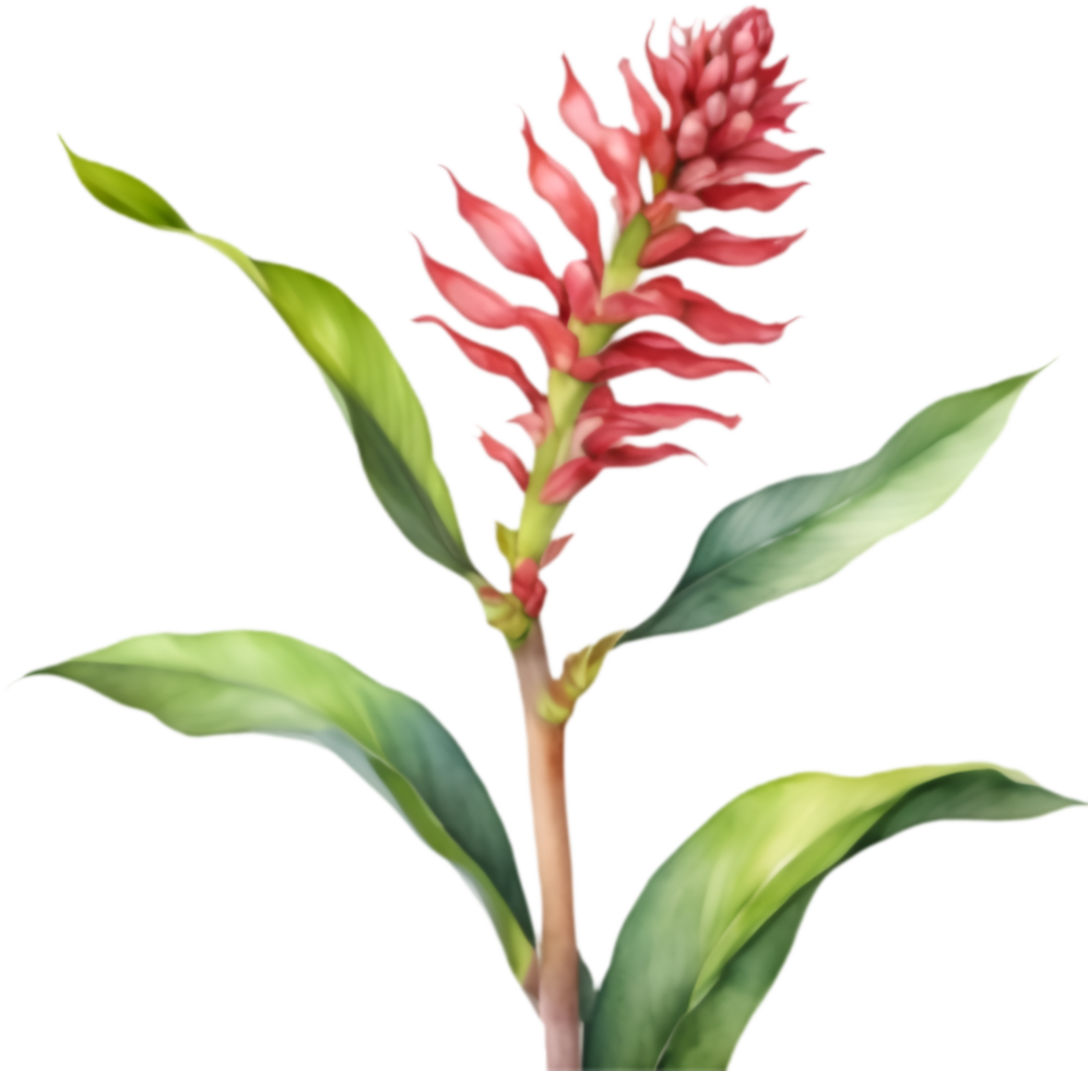 Fresh Red Ginger Watercolor Botanical Clipart. . png