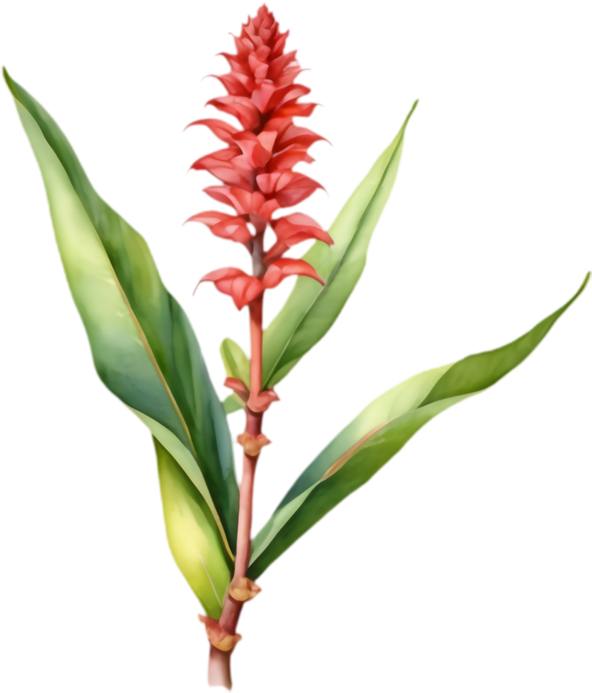 Handcrafted Watercolor Red Ginger Flower Artwork. . png