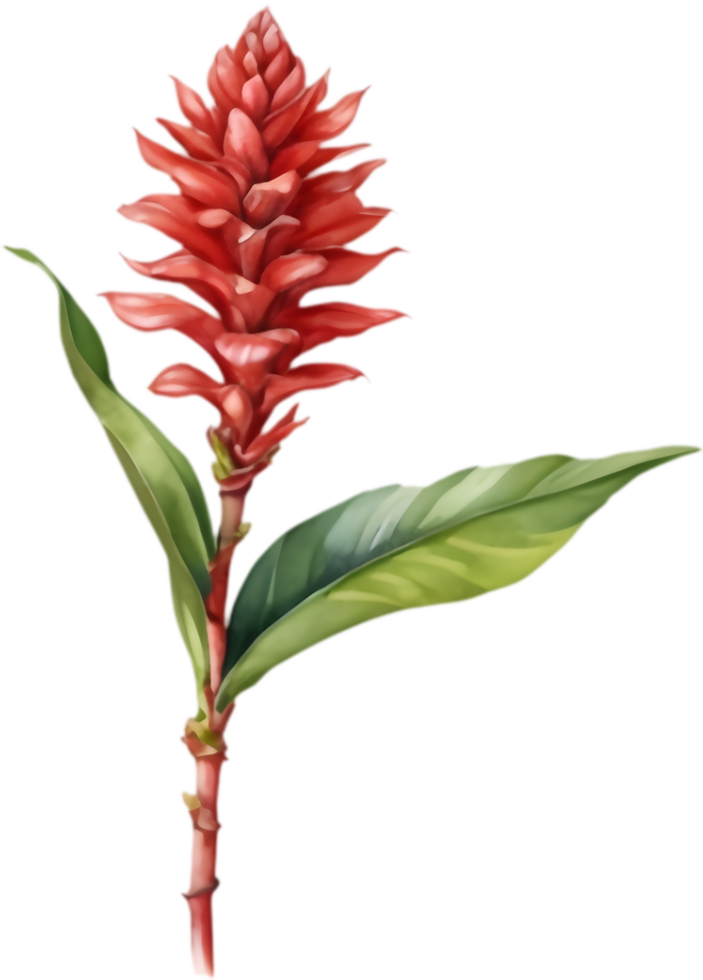 Tropical Garden Red Ginger Watercolor Clipart. . png