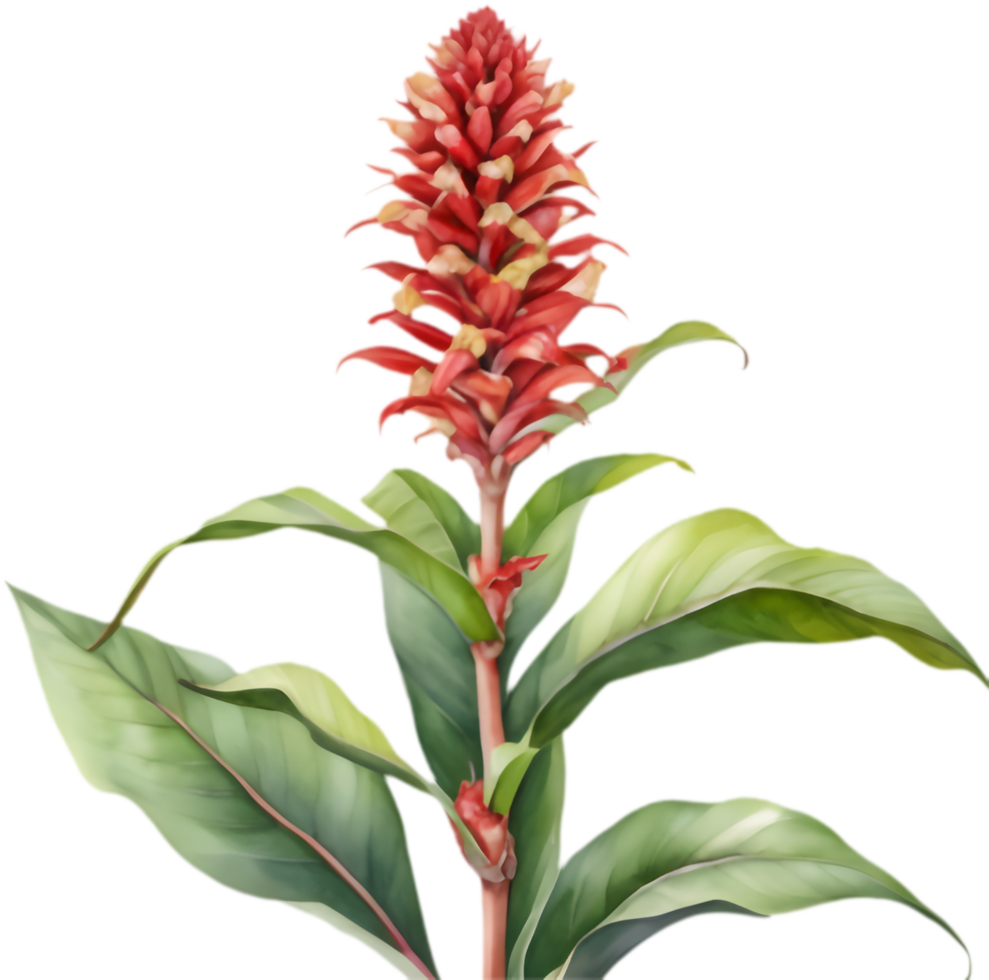 Lush Red Ginger Botanical Watercolor Artwork. . png
