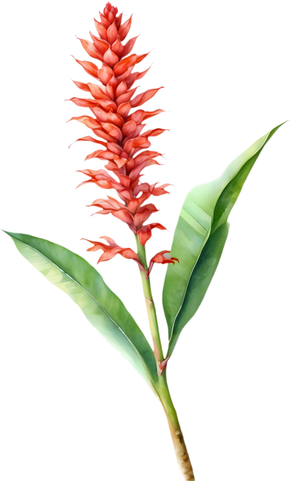 Nature-Inspired Red Ginger Flower Painting Clipart. . png